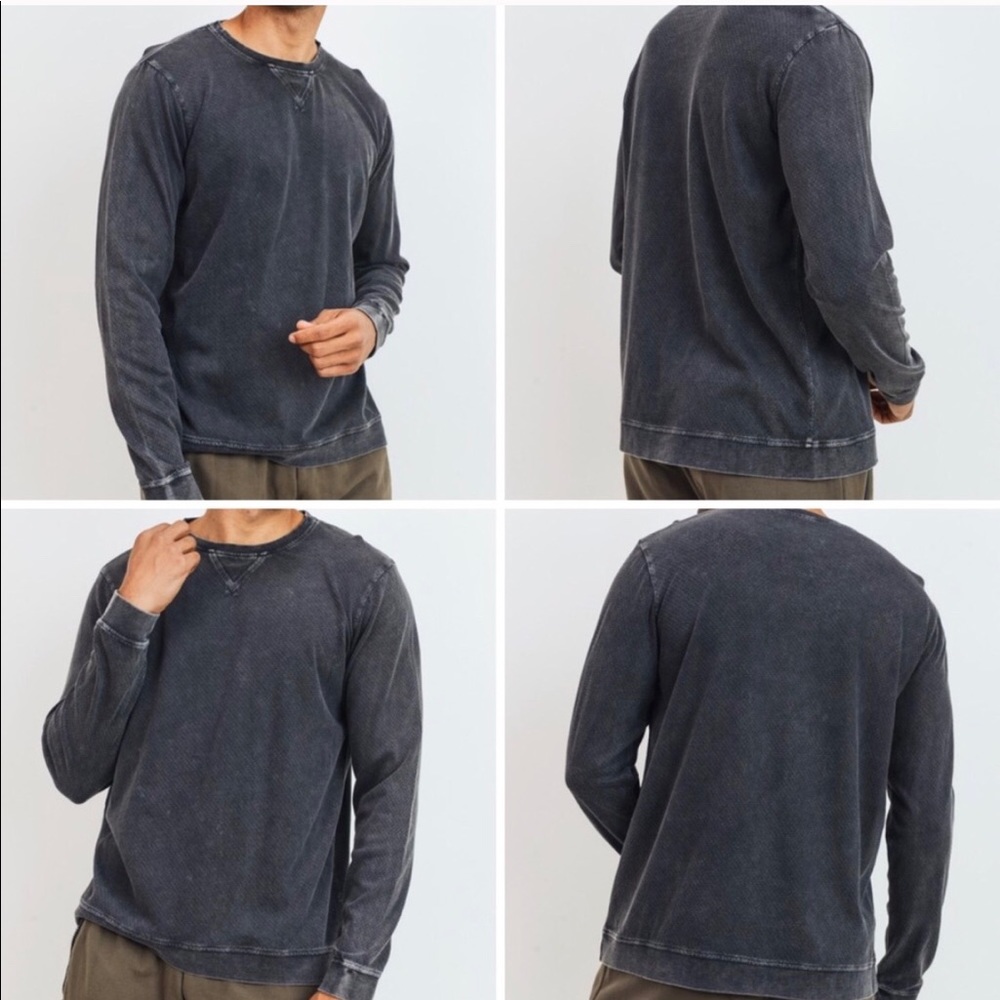 NWT Mens Black Mineral Wash Pullover - Picture 3 of 8